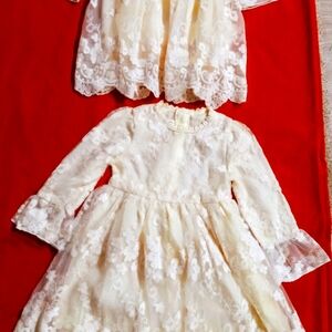 NNJXD girl's lace dresses (2), size 100. 4t is an approximate size